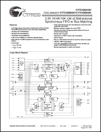 CY7C43664AV-15AC datasheet: 3.3V SYNC X36 BIDIRECTIONAL W/ BUS MATCHING FIFO CY7C43664AV-15AC