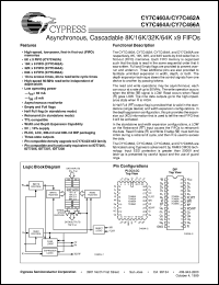 CY7C460A-10JC datasheet: Asynchronous, Cascadable 8K x9 FIFO CY7C460A-10JC