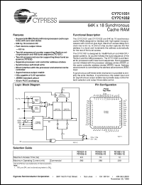 CY7C1031-8JC datasheet: 64K x 18 Synchronous Cache RAM CY7C1031-8JC