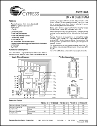 CY7C128A-15PC datasheet: 2K x 8 Static RAM CY7C128A-15PC