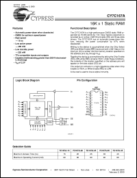 CY7C167A-35PC datasheet: 16K x 1 Static RAM CY7C167A-35PC