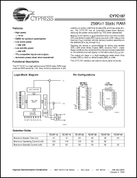 CY7C197-15VCT datasheet: 256Kx1 Static RAM CY7C197-15VCT