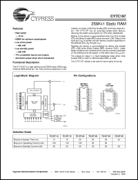 CY7C197-45PC datasheet: 256Kx1 Static RAM CY7C197-45PC