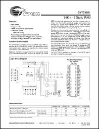 CY7C1021-12VC datasheet: 64K x 16 Static RAM CY7C1021-12VC