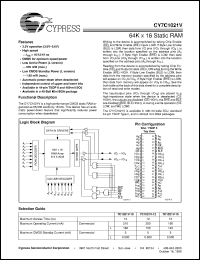 CY7C1021V33-12VCT datasheet: 64K x 16 Static RAM CY7C1021V33-12VCT