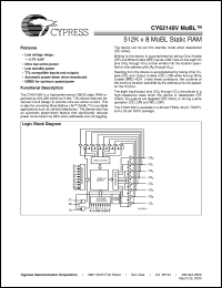 CY62148-70SCT datasheet: 512K x 8 Static RAM CY62148-70SCT