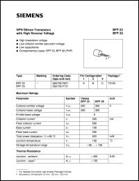 BFP22 datasheet: NPN silicon transistor with high reverse voltage BFP22