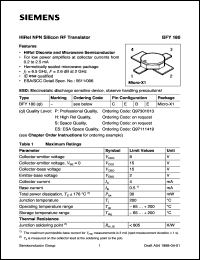 BFY180P datasheet: HiRel NPN silicon RF transistor BFY180P