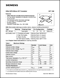 BFY180H datasheet: HiRel NPN silicon RF transistor BFY180H