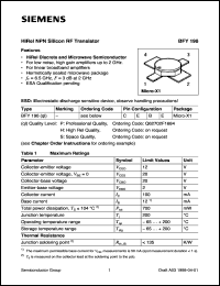 BFY196P datasheet: HiRel NPN silicon RF transistor BFY196P