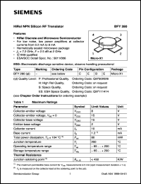 BFY280S datasheet: HiRel NPN silicon RF transistor BFY280S