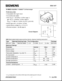 BGA427 datasheet: Si-MMIC-amplifier in SIEGET 25-technologie BGA427