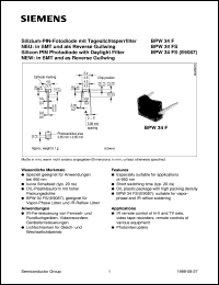 BPW34F datasheet: Silicon PIN photodiode with daylight filter BPW34F