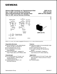 BPW34FA datasheet: Silicon PIN photodiode with daylight filter BPW34FA