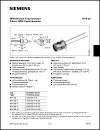 BPX38 datasheet: Silicon NPN phototransistor BPX38
