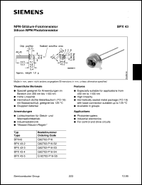 BPX43 datasheet: Silicon NPN phototransistor BPX43