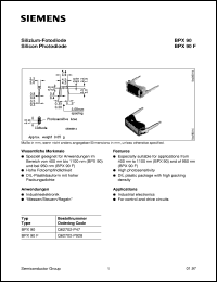 BPX90F datasheet: Silicon photodiode BPX90F