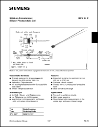 BPY64P datasheet: Silicon photovoltaic cell BPY64P