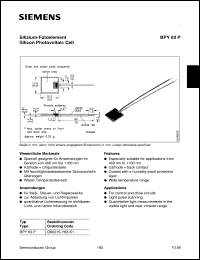 BPY63P datasheet: Silicon photovoltaic cell BPY63P