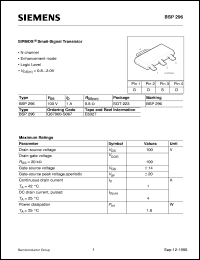 BSP296 datasheet: N-channel SIPMOS small-signal transistor BSP296