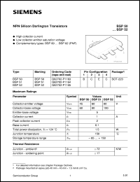 BSP50 datasheet: NPN silicon darlington transistor BSP50