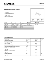 BSS100 datasheet: N-channel SIPMOS small-signal transistor BSS100