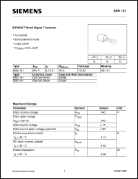 BSS101 datasheet: N-channel SIPMOS small-signal transistor BSS101