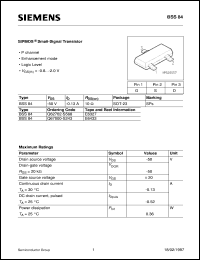 BSS84 datasheet: P-channel SIPMOS small-signal transistor BSS84