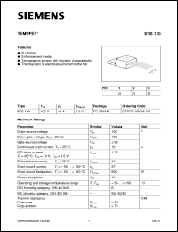 BTS110 datasheet: N-channel TEMPFET BTS110