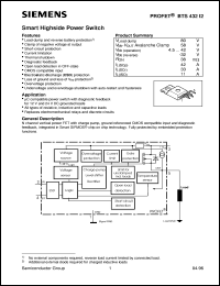 BTS432I2 datasheet: Smart highside power switch BTS432I2