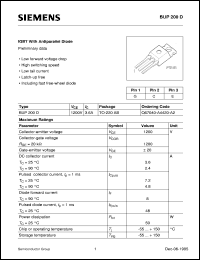 BUP200D datasheet: IGBT with antiparallel diode BUP200D