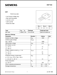 BUP302 datasheet: IGBT BUP302