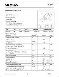 BUZ102 datasheet: N-channel SIPMOS power transistor BUZ102