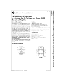 LMC6582BIN datasheet: Dual Low Voltage, Rail-to-Rail Input and Output CMOS Operational Amplifier [Life-time buy] LMC6582BIN