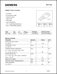 BUZ104L datasheet: N-channel SIPMOS power transistor BUZ104L