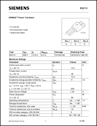 BUZ31 datasheet: N-channel SIPMOS power transistor BUZ31