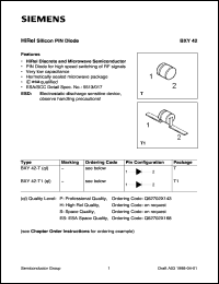 BXY42-T1S datasheet: HiRel silicon PIN diode BXY42-T1S