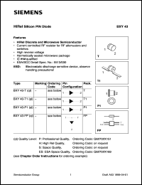 BXY43-P1S datasheet: HiRel silicon PIN diode BXY43-P1S