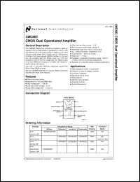 LMC662MWC datasheet: CMOS Dual Operational Amplifier LMC662MWC