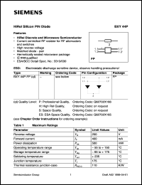 BXY44P-FPH datasheet: HiRel silicon PIN diode BXY44P-FPH