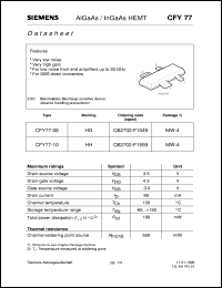 CFY77-08 datasheet: AlGaAs HEMT CFY77-08