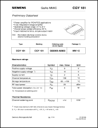 CGY181 datasheet: GaAs MMIC CGY181