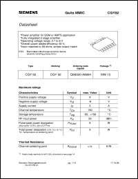 CGY92 datasheet: GaAs MMIC CGY92