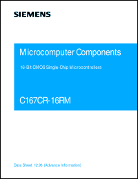 SAF-C167CR-16RM datasheet: 16-bit microcontroller with 2x2 KByte RAM SAF-C167CR-16RM