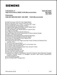 SAB80C166W-M datasheet: 16-bit microcontroller (1KByte RAM) SAB80C166W-M