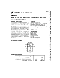 LMC6762AIMX datasheet: Dual Micro-Power Rail-to-Rail Input CMOS Comparator with Push-Pull Output LMC6762AIMX