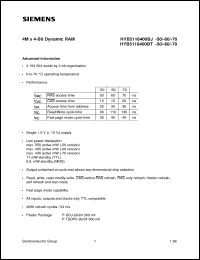 HYB5116400BJ-50 datasheet: 4M x 4bit DRAM HYB5116400BJ-50