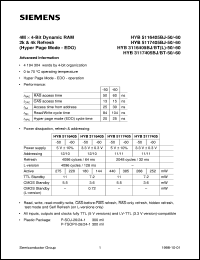 HYB5117405BJ-60 datasheet: 4M x 4bit EDO-DRAM HYB5117405BJ-60