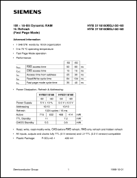 HYB3118160BSJ-60 datasheet: 1M x 16bit DRAM HYB3118160BSJ-60