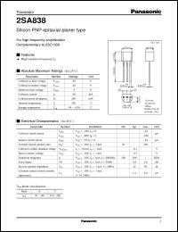 2SA0838 datasheet: Small signal silicon PNP transistor 2SA0838